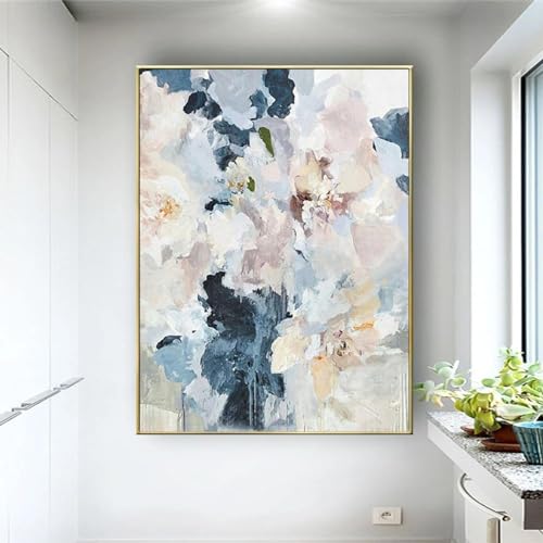 Tableau moderne fleurs abstrait avec cadre pour habiller un mur vide salon