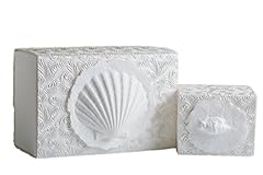 Shell on Metallic White Swirl Paper