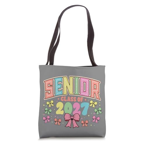 Back to School Class of 2027 Senior Coquette Bow Graduation Tote Bag