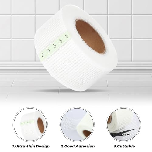 2 Stück Fugenband Selbstklebend 50 mm x 5m Fugendeckstreifen Glasfaser Gewebeband Bewehrungsstreifen für Lückenlosen Verspachteln von Fugen