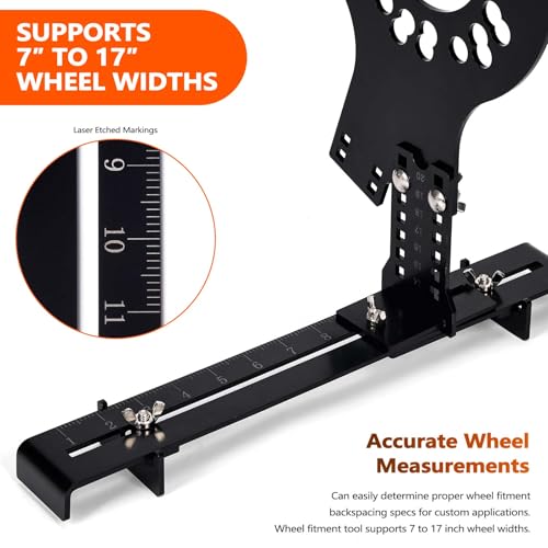 Image of Wheel Fitment Tool 6-Lug, Offset & Backspacing Measuring Tool for 14-22 inch Wheels, 7-17 inch Wide, Universal Rim & Tire Fitment Simulator