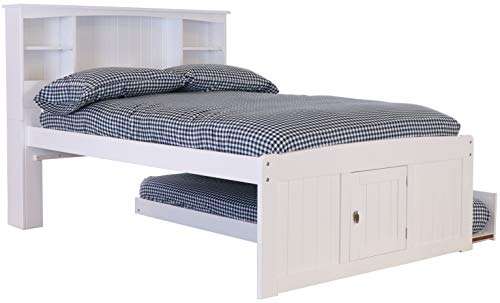 White Full Bookcase Bed with 3 Drawers and Trundle - Thumbnail 5