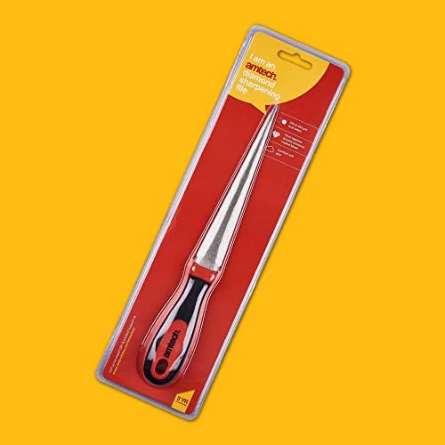 Amtech E2556 Diamond Sharpening File for Scissors, Knives and Garden Tools, 2-Sided Flat and Curved
