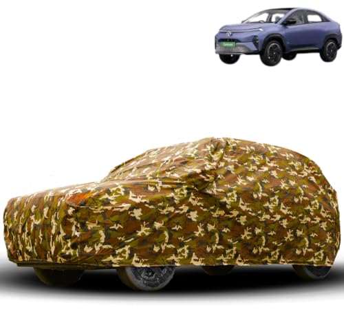 Image of Water Proof Car Body Cover Compatible for Tata Curvv | Dust Proof, Heat Resistant | Ultra Surface Body Protection - (Military Jungle Print)