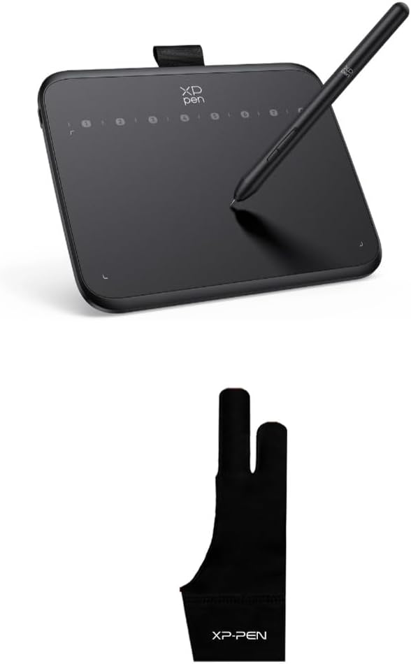 XPPen Deco 640 Drawing Tablet with 16384 Pressure Levels Sensitivity Battery-Free Stylus 6 * 4 Inch OSU Drawing Pad Graphic Tablet & Artist Drawing Glove 2-Fingers Glove