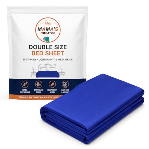 Image of Double Size Bed Sheet - 600 Thread Count Single Flat Sheet Only - Long Staple Egyptian Cotton Top Sheet Wrinkle & Fade Resistant - Royal Blue