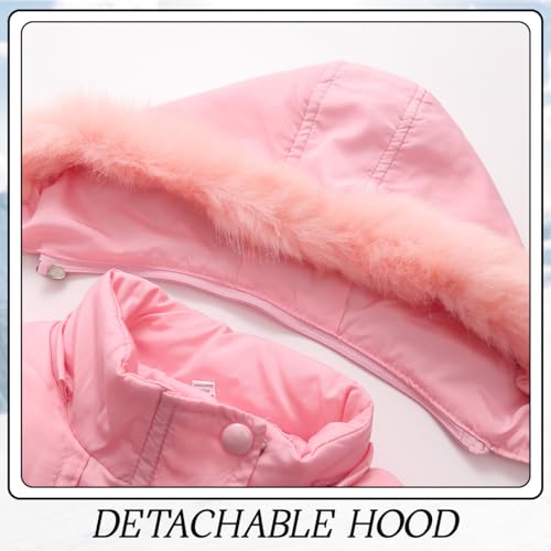 Kids Winter Girl Coat Fur Collar Hooded Puffer Jacket Clothes Parka Outerwears3