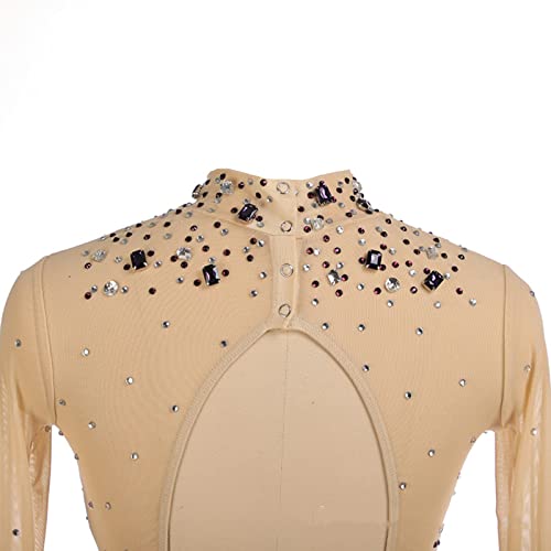 Meisjes kunstschaatsen jurk voor volwassenen, meisjes prestatie kleding competitie test lange mouwen dans jurk gradiënt kleur ballet dans kostuum FiveShops - Image 8