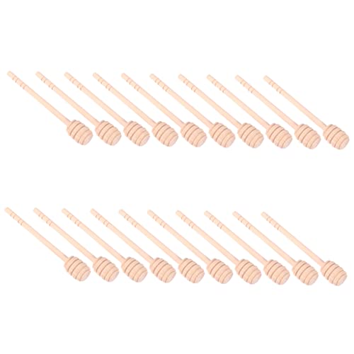 DECHOUS 20pcs Bee Stick Honey Wood Stirring Stick Honey Dipper Stick Kitchen Stirring Rod Wood Honey Stirring Stick Coffee Mixing Stick Wooden Honey Stirring Rod Honey Rod re-usable