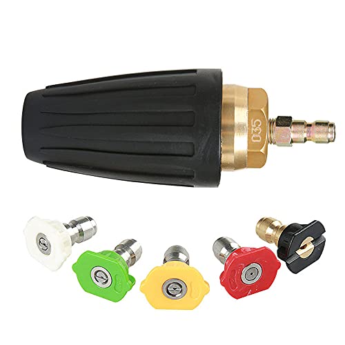 CENPEK Drehbare Turbo-Düse, 1,8GPM 3000PSI 035 Hochdruckreiniger rotierende Sprühdüse Turbodüse 0,64 cm Schnellanschluss, Hochdruckreiniger Reiniger Pistole Düse Zubehör-Set