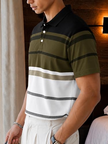 Image of Noble Monk Men's Regular Fit Polo Neck T-Shirt | Half Sleeve