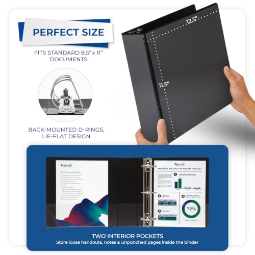 Image of Samsill Durable 3 inch 3 Ring Binder, D Ring Binder, 100% Recycled Chipboard, Black, 12 Pack