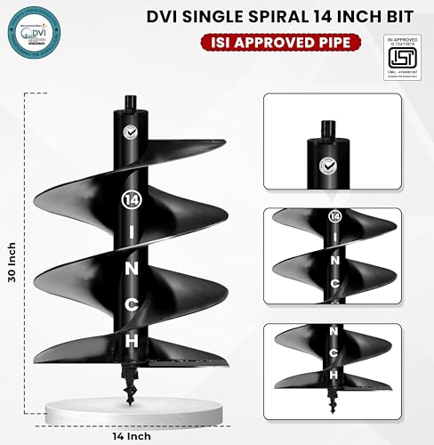 Image of DVI Universal 14 Inch Earth Auger Drill Bit /Planter | Fit In 4 Stroke 196CC Earth Auger | Made With High Metal & ISI Approved Pipe For Durablity | For Digging Holes, Plantation. (14 inch INCH BIT)