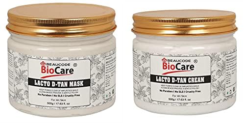 Beaucode BioCare Lacto D Tan Face Mask -Cream 500Gm (Pack of 2) For Women & Men For All Skin Types No Paraben||No SLS|| No Sulphate & Cruelty Free