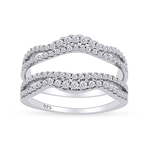 SAVEARTH DIAMONDS Round Shaped Lab Created Moissanite Diamond Double Infinity Chevron Enhancer Wrap Guard Ring for Womens in 18k Gold Plated 925 Sterling Silver (0.60 Cttw, G-H/VVS1) Jewelry for Gift