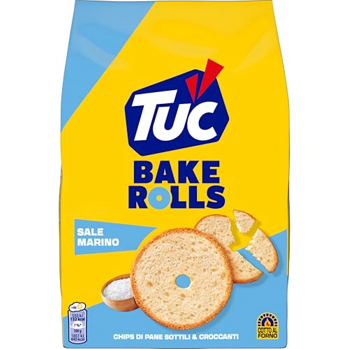 Tuc Bake Rolls, Gusto Original, Chips di Pane Cotte al Forno, Sottili e Croccanti, 150g