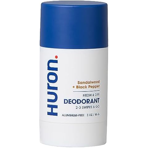 Huron Aluminum-Free Deodorant for Men - Clean & Woody Scent of Sandalwood, Black Pepper, Cedarwood, & Amber - Neutralizes Odor for All-Day Protection - Non-Irritating - 3 Oz Cover