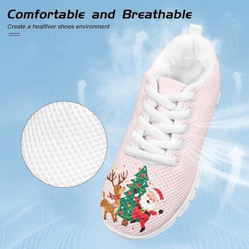 Boys Girls Christmas Mesh Sneaker Non Slip Breathable Sports Running Tennis Shoe Lace-up Casual Walking Shoe US11-5 5