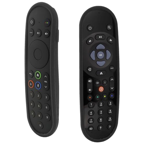 Custodia protettiva di protezione da telecomando per sky Q Touch e controller non touch Anti-lost per la pelle con anello manuale (nero)