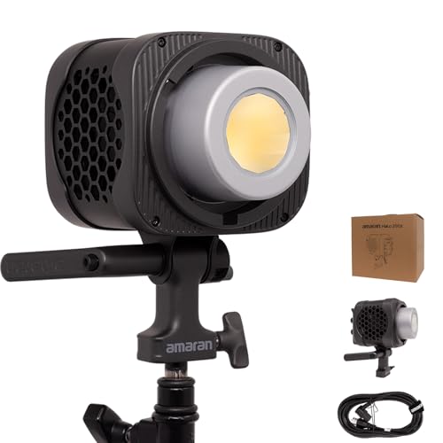 Amaran Halo 200x 200W Bi-Color COB Monolight – 10,530 Lux, CRI 96+, CCT 2,700K - 6,500K, Silencioso 28dBA, Control por App, Montura Bowens, Luz Continua para Estudio/Streaming/Producción de Video