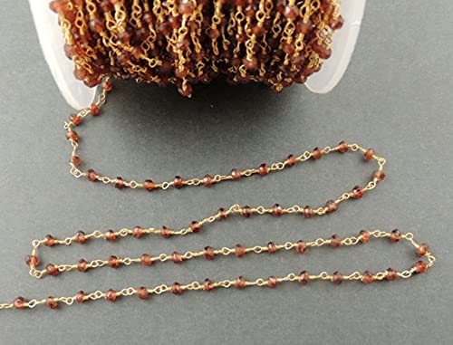 Chaîne rosaire en grenat plaqué or 24k de 3 mètres pour la création de bijoux raffinés