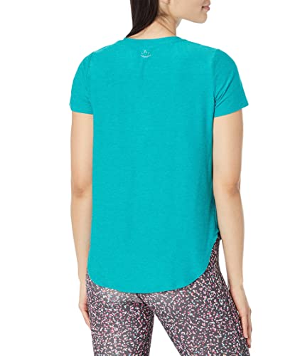 Beyond Yoga Featherweight Spacedye Women’s Top – Short Sleeves – Four-Way Stretch – Buttery-Soft Fabric Peacock Blue Heather Xs One Size #TOP1