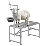 Feed Bin Goat Stand for Milking, 600LBs Goat Milking Stand, Sheep Trimming Hoof Table Iron Silver, Adjustable Size