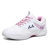 Womens Mens Lightweight Indoor Court Shoes Badminton Shoes for Pickleball, Tennis, Table Tennis, Volleyball (019 Pink, 38)