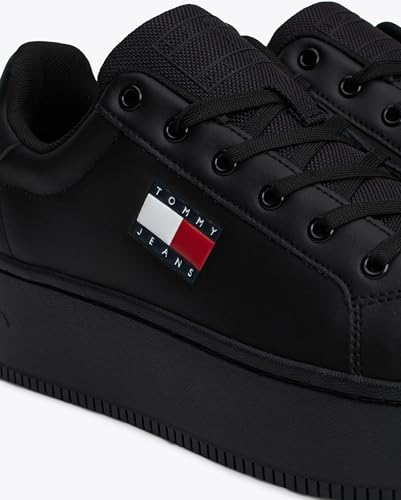 Tommy Jeans Donna Sneakers con Suola Preformata Flatform Zeppa, Nero (Black), 42 - Immagine 4