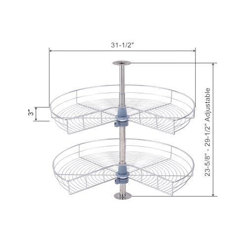Dowell Kitchen & Bath 4001 270 32 Dowell 32 Inch Kidney Shape Chrome Lazy Susan Double Rack Kitchen Cabinet 2 Shelf Set thumb #1