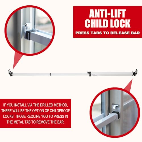 SecurityMan Window Security Bar - Easy Install for Horizontal/Vertical Windows - Adjustable Window Lock Bar (Child Proof/Heavy Duty Iron) - Extendable (14.25" to 37") Security Bars for Windows - White