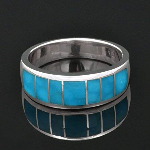 Men's Turquoise Wedding Ring in Sterling Silver by Hileman Silver Jewelry