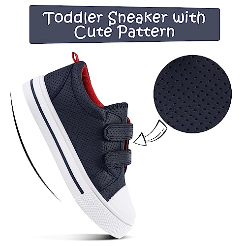 Image of KomForme Toddler Sneakers for Boys and Girls Cartoon Dual Hook and Loops Sneakers Baby Canvas Shoes | Comfortable, Lightweight