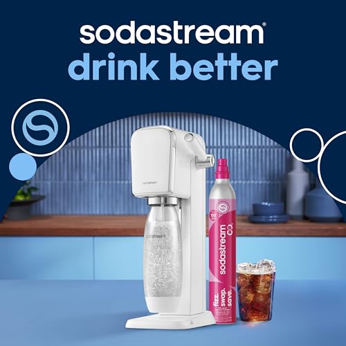 Image of SodaStream - ART Sparkling Water Maker | STARTER KIT | CQC CO2 system | Includes 1x CO2 Cylinder, 1x32 & 1x16 Fl Oz Dishwasher Safe Bottles | Combine with Pepsi Flavors | White