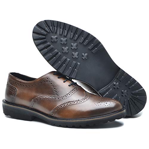 Sapato Oxford Masculino Brogue Wing em Couro Whisky (40)