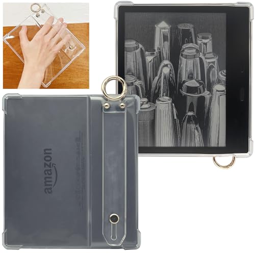 UMUBUHOMS Hand-held Clear Case for 7 Inch Kindle Oasis (10th Generation,2019 and 9th Generation,2017) Lightweight, Scratch-Proof Portable Buckle Silicone Cover (Hand Strap Style)