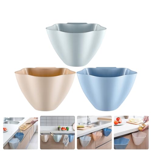 Contenedor de basura colgante para cocina 3 piezas azul rosa gris miniatura 7