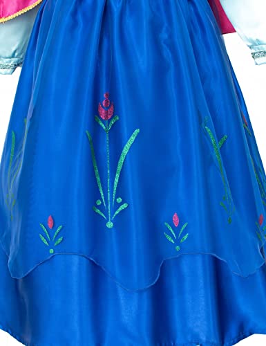Party Chili Princess Costumes Birthday Party Dress Up For Little Girls/Long Sleeve With Cape,Wig,Crown,Gloves 4T 5T (120Cm) #TOP7
