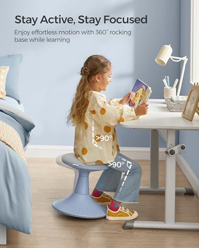 Image of SONGMICS Kids Wobble Chair 5-8Y, Active Sitting Stool with Focus Support, 15.1 inch Height 154 lb Capacity, Anti-Slip Base Tool-Free Assembly, Pale Blue and Dove Gray UOSC009Q01