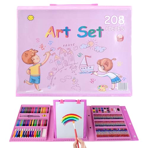 Generisch de pintura | Juego completo de dibujo | 208 piezas de arte con rotuladores, lápices, acuarela, portátil plegable para escuela, viajes, hogar, regalo de cumpleaños