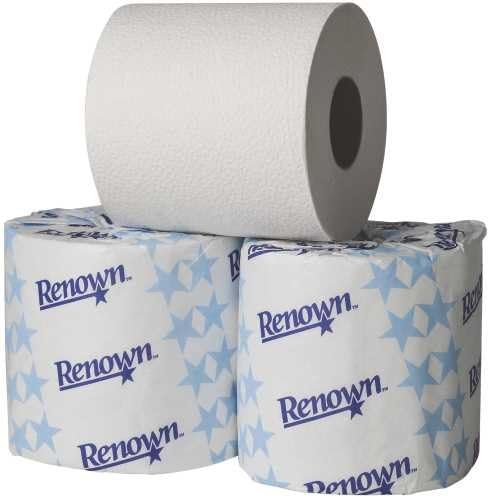 Renown REN06105-WB Bathroom Tissue, Single Roll Universal, 1-Ply, White
