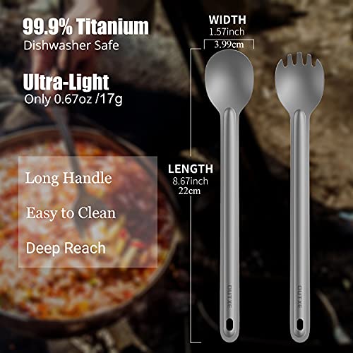 Ultralight Titanium Long-Handled Fork & Spoon Set for Outdoor Adventures by OUTXE - Image 2