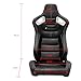 IKON MOTORSPORTS, Universal Racing Seats Pair with Dual Sliders, Black with White Stitch and White Bezel, PU & Carbon Leather Reclinable Left Right Pair
