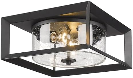 Smyth Outdoor Flush Mount Natural Black with Seeded Glass