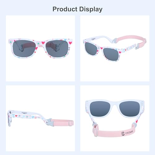 Image of COCOSAND Flexible Polarized Baby Sunglasses with Strap | UV Protection, Bendable, For Toddler Infant Newborn Girl Boy, Age 0-24 Months