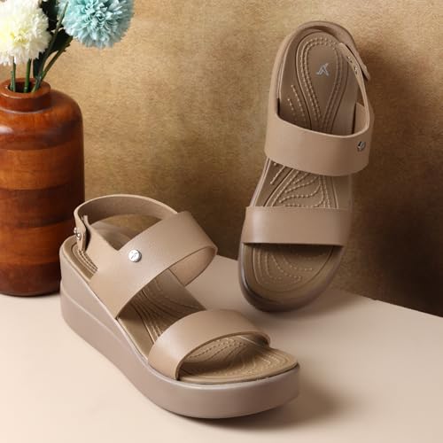 Image of YOHO Bliss Platform Heel Sandals for Women | Orthopedic Cushioned Footbed Footwear | Comfortable Open Toe Wedges | 006
