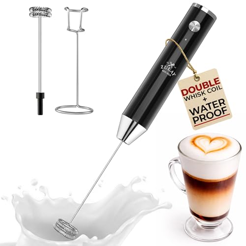 Zulay Kitchen Rechargeable Milk Frother Handheld - Frother Wand, Drink Mixer, Electric Whisk...
