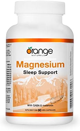 Orange Naturals Magnesium Sleep Support With GABA & Melatonin, 90 Veg Capsules, 3-Month Supply, Nighttime Support for Rest & Relaxation, Helps Maintain a Healthy Sleep Routine, Dairy & Gluten Free