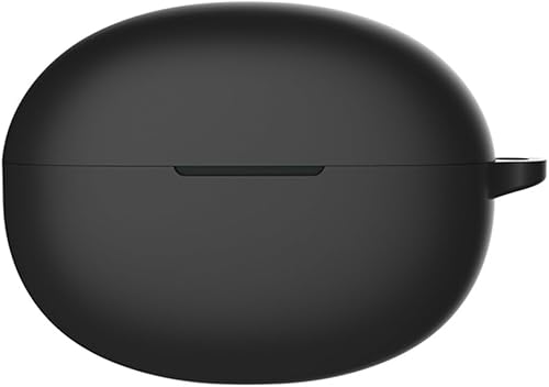 Miniatura 2 de DAYJOY - Juego de 2 fundas protectoras de silicona suave compatibles con auriculares Realme Buds Air 5, funda protectora con llavero (negro y azul)