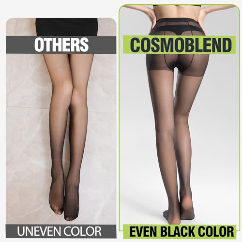 Image of 2PCS Women's Sheer Tights, 15D ultra-thin Rip Resistant Pantyhose Nude /black Indestructible stockings